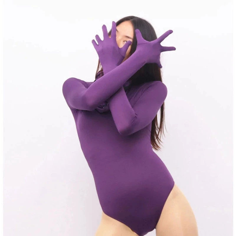 Half Pack Triangle High Elastic Tights Sexy Bodysuit Bodies Women Milk Silk Ultra-Thin Jumpsuit Open Buckle Crotch Club Onesies