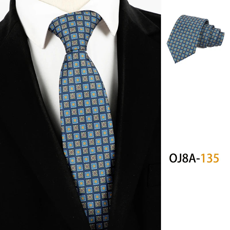 Fashion 8CM Mens Necktie Print Patterns Classic Neck Ties For Man Groom  Handfeel Polyester Necktie Business Wedding Accessories