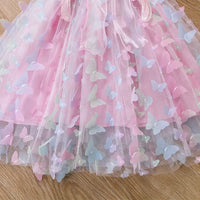 Baby Girls Butterfly Wings Fairy Gauze Princess Dress Lovely Kids Summer Sleeveless Tulle Dress Child Birthday Party Gown Dress