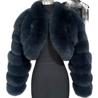 Warm Faux Fur Coats Women Short Overcoats Loose O Neck Long Sleeves Covered Button Straight Work Y2k Casual 2025 Autumn Winter
