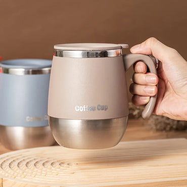 1pc 500ml Insulated Stainless Steel Coffee Mug with Lid, Double-Wall Vacuum Thermal Cup for Hot and Cold Drinks, Ideal for Home