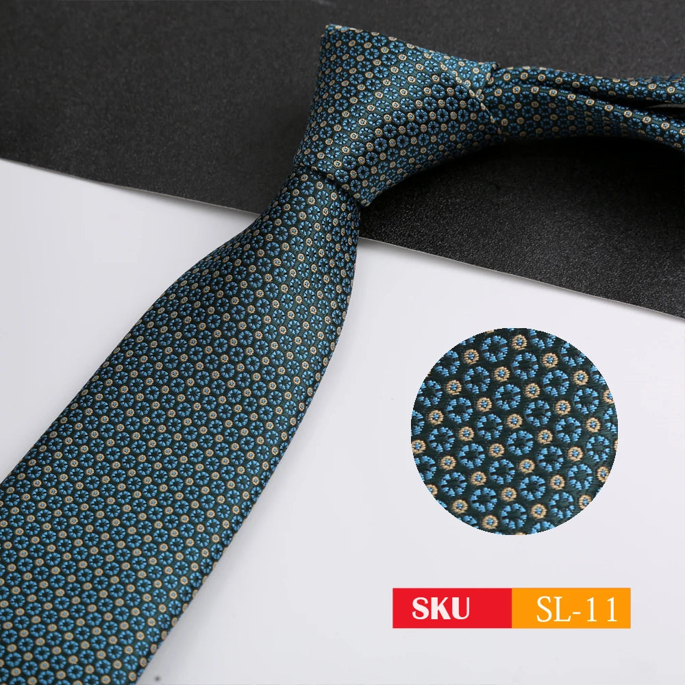 Luxury 8CM Mens Necktie Dark Green Color Dot Plaid Stripes Ties For Man Groom Jacquard Woven Neck Tie For Business Party