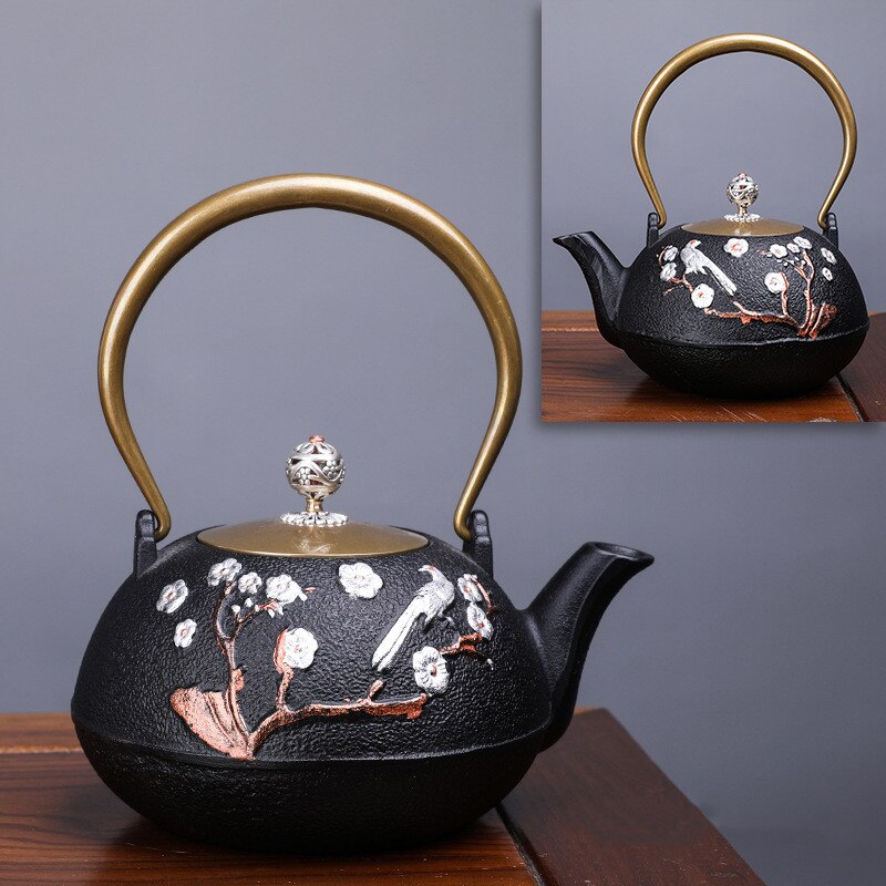 Japanese High quality Cast Iron Teapot Induction Cooker Kettle With Strainer Tea Pot Oolong Tea Coffee Maker Office Tea set 1.2L