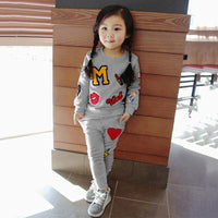 2022 Spring Autumn Baby Girl Sets Clothing Korean Cotton Version Round Neck Long-sleeved Sweater Trousers 1 2 3 4 5 6 7 8 year