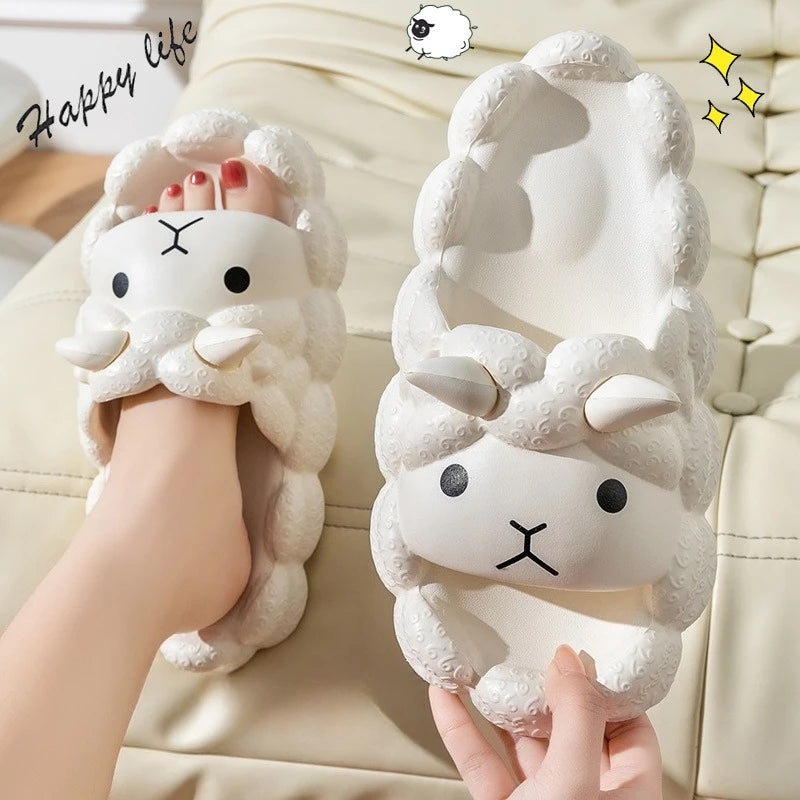 Sheep Slippers Cute Women Summer Soft Sole Indoor Outdoor Non Slip Cozy House Flip Flops Casual Comfortable Trendy couple Shoes
