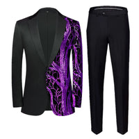 Red Sequin Blazer & Pants Set , Men's Shiny Party Outfit Suits for Weddings, Concerts & Festive Celebrations