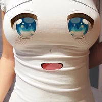 Funny Women T-shirt 3D Eyes Printed T-shirt Summer New Sexy Anime Cartoon Cute Expression Straight Short Sleeve Ladies Slim Tops