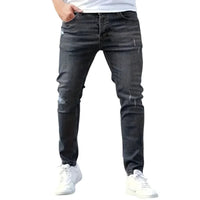 Mens Stretch Retro Pants Casual Skinny Jeans Male Slim Fit Denim Trousers Soild Jeans Fashion Pencil Straight Pants Man Clothes