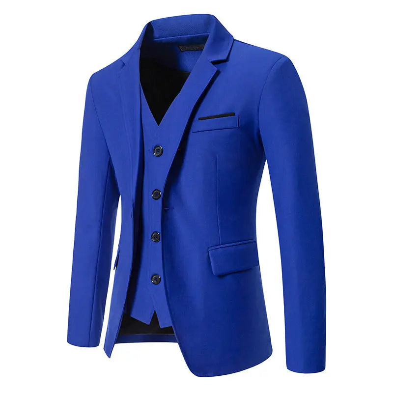 Black Men Fake Two Piece Suit Jacket, Royal Blue Fashion Men's Business Social Blazers,White Wedding Prom Party Dress Coat.