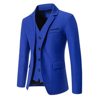 Black Men Fake Two Piece Suit Jacket, Royal Blue Fashion Men's Business Social Blazers,White Wedding Prom Party Dress Coat.
