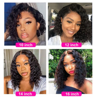 Deep Wave Short Bob Wig Human Hair 13x4 Lace Frontal Wigs HD Lace Front Wigs Water Wave Curly 180 Density 4x4 Lace Closure Wigs