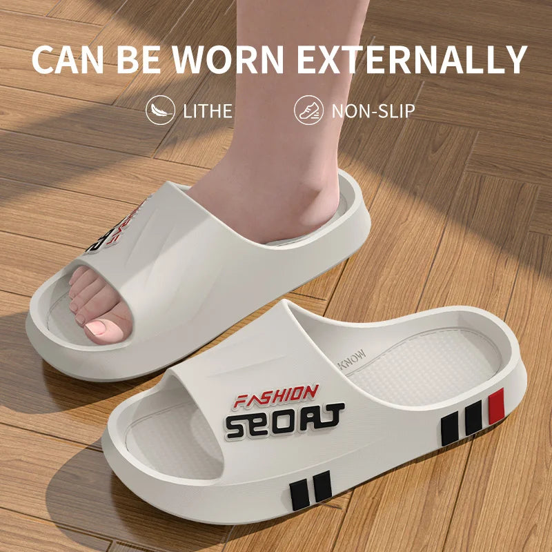 Men's Summer Thong Slippers Thick Bottom Anti-Slip Deodorant EVA Wear-Resistant Breathable Slip-On Sandals