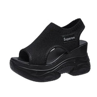 Sandals Women Summer Korean Version Fish Mouth Shoes Fashion Knitting Mesh Breathable Wedge Platform Sport Sandals Shoes Casual