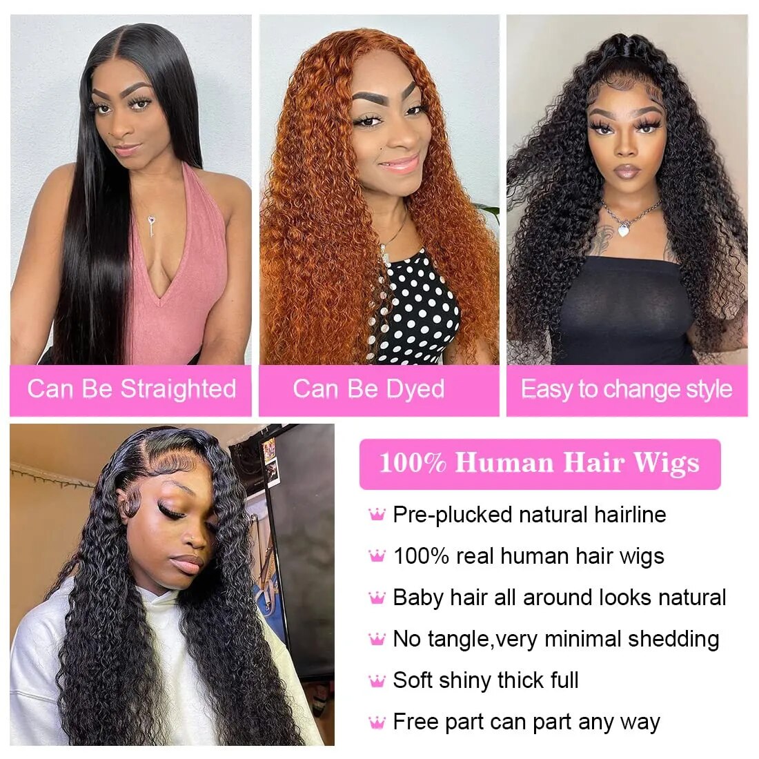 Deep Wave Lace Frontal Wig HD Lace Wig 13x4 Human Hair Wigs For Black Women 32 30 Inch Natural Color Pre Plucked Clourse Wig