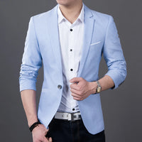 New Fashion Men's Trendy Leisure Boutique Suit Jacket Autumn Casual Business Slim Fit Single Button Suit Solid Formal Blouse
