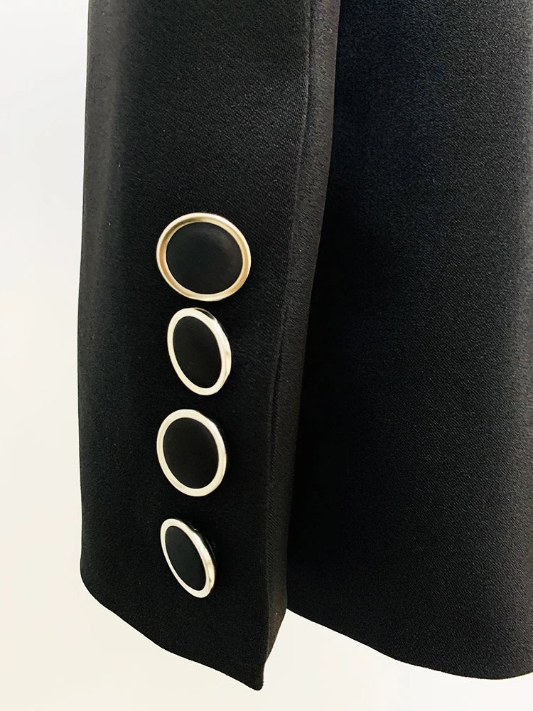 HIGH STREET Newest 2024 Designer Blazer Suit Women's Perspective Gauze Patchwork Blazer Pencil Pants