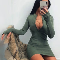 Sexy Long Sve Wrap around Zipper Neline Dr Street Sle High Waist Thiened Autumn Winter New Arrival Women's Dr