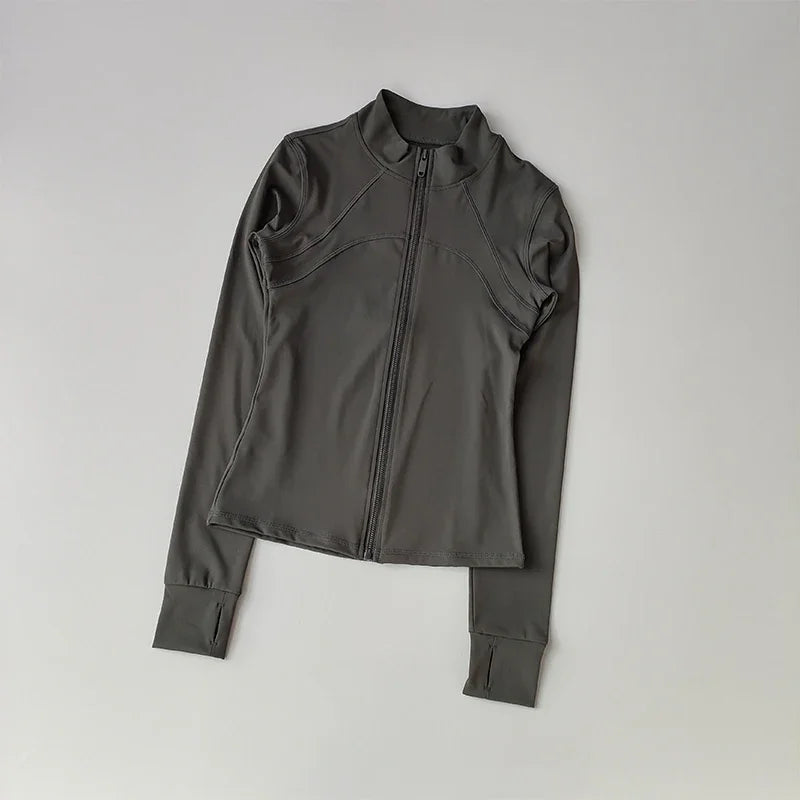 Zippered Sports Jacket for Women Yoga Suits Slim Fit Training for Jogging Long-sleeved Quick-drying Cardigan Jacket Top