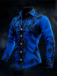 Men's Casual Long Sleeve Button up Shirt 3D Printed Ethnic Art Patterns Fashionable Comfortable Top