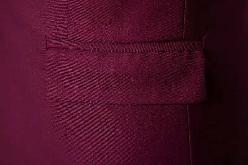 Metal-printed Men's Long-sleeved Suit Jacket, White V-neck Blazers, Wine Red Wedding Party Performance Coat.European Sizes M-3XL