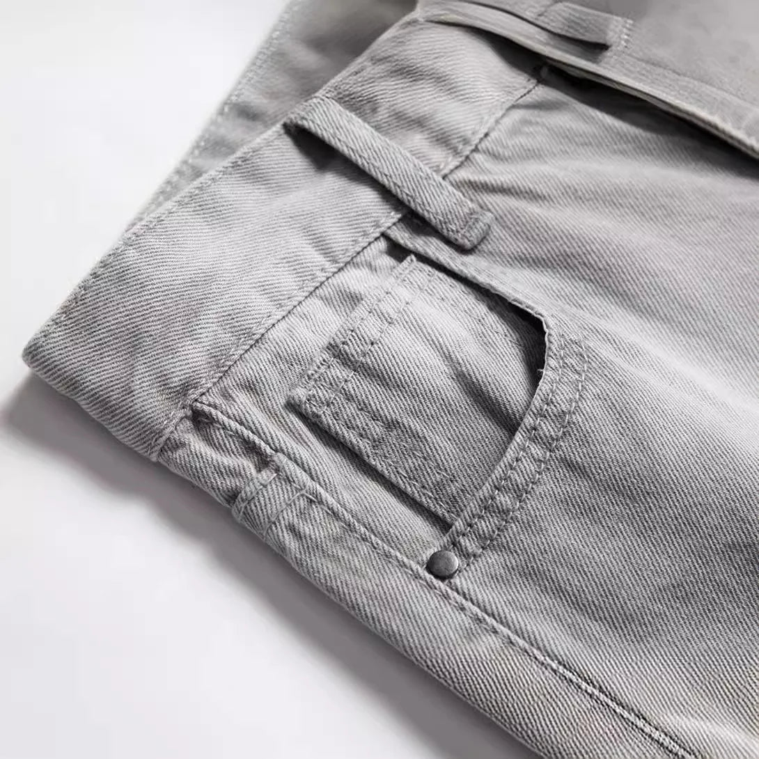 Jeans Boys Straight Ripped Children Washed Distressed Pockets Stretch Casual Denim Trousers Big Kids Streetwear 2025 Hole Pants