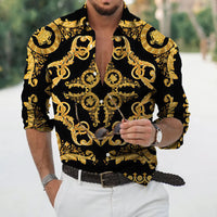 New Luxury Style Print Men's Turn-down Collar Button Shirt Casual Long Sleeve Shirt Fashion Streetwear Trend Tops Comfortable