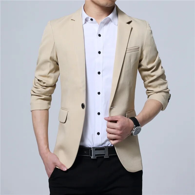 2023 New Spring and Autumn Thin Casual Men Blazer Cotton Slim England Suit Blaser Masculino Male Jacket Blazer Men Size M-5XL