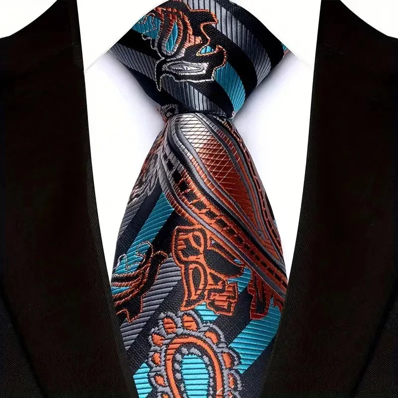 Luxury 8CM Mens Necktie Floral Paisley Classic Ties For Man Groom Jacquard Woven Neck Tie Business Wedding Party
