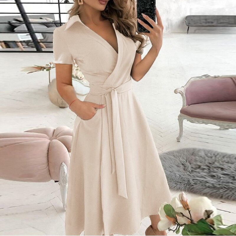 Sexy Women V-Neck Sexy Dresses Elegant Butterfly Print Long Sleeve Lace Up Wrap Midi Dress