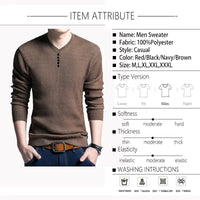 BROWON 2023 Men Sweater Casual V-Neck Pullover Men Spring Autumn Long Sleeve Slim Sweaters Knitted Cashmere Men Clothing