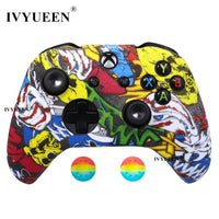 IVYUEEN Silicone Protective Skin Case for XBox One X S Controller Protector Water Transfer Printing Camouflage Cover Grips Caps