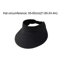 UPF50+ Foldable Straw Sun Visor Hat For Women, Wide Brim UV Protection Ponytail Hollow Beach Summer Sun Hat