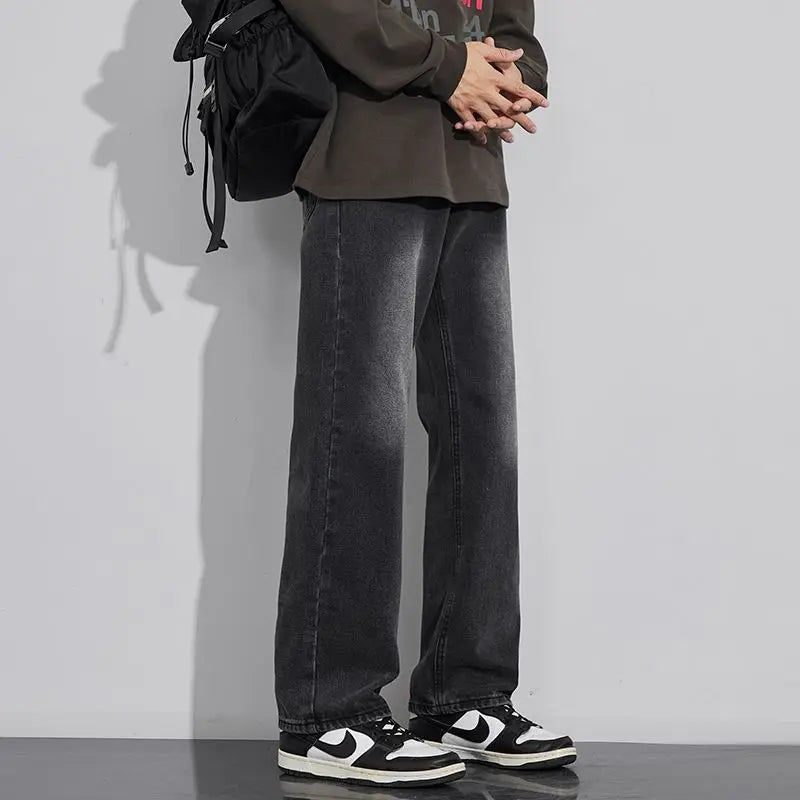 Jeans Men Wide Leg Explosive Jeans Male Loose Straight Denim Pants 2025 Autumn Harajuku Vintage Blue Trousers Streetwear Clothes