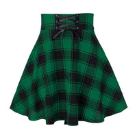 Sexy Black Checkered Women&#39;s Gothic Skirt Women Pleated Plaid Skirts