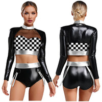 2Pcs Rave Outfits for Womens Shiny Metallic Snakeskin Print Mesh Tank Crop Top with Hot Short Club Pole Dancing Wear Outfits