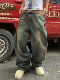 Men's American casual jeans, loose straight, not easy to deform, comfortable to wash, solid color, can be worn in all seasons