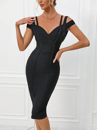 Black Bandage Dress Women Midi Party Dress Bodycon Elegant Backless Sexy Evening Birthday Club Outfits Summer 2024