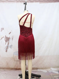 Burgundy Homecoming Dress For Juniors 2022 Short Mini Women Sequined Lace Applique Tassel Cocktail Party Gowns Formal Bridesmaid