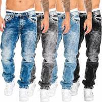 Fashion Classic Men's Jeans Blue Black Premium Loose Wide Leg Pants Business Casual Brand Men Pants Workwear Men Straight Jeans