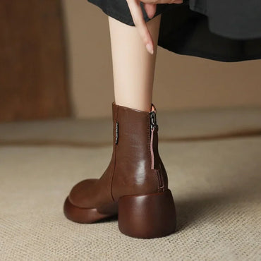 Booties Round Toe Women's Ankle Boots Fashion 2024 Very High Heels Heeled Female Short Shoes Chic and Elegant Boot Footwear Pu