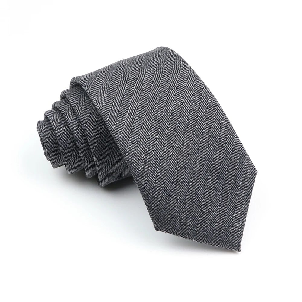 Mens Ties 7cm Classic Wool Handmade Skinny Grey Plaid Neckties Striped Narrow Collar Slim Cashmere Casual Tie Accessories Gift