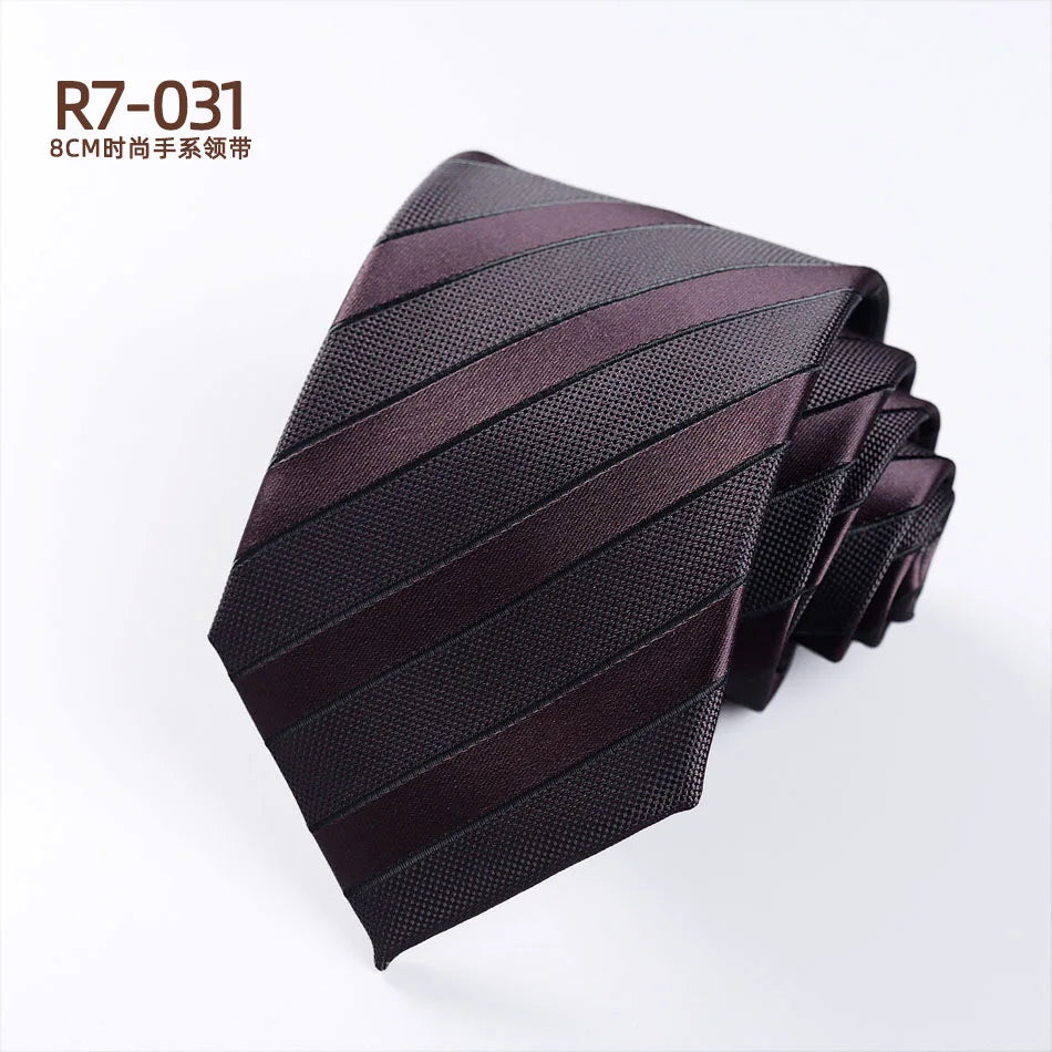 Men's Fashion Silk Tie 8cm Striped Novelty Necktie Blue Green Orange Color Ties For Men Floral Party Ties Wedding Business Gift