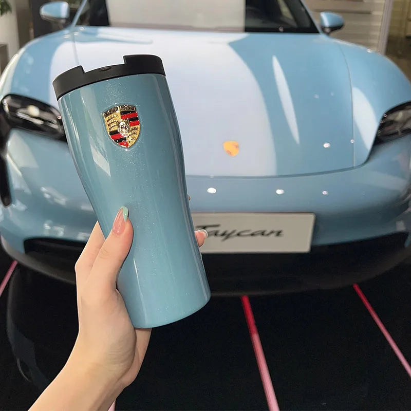 High end car stainless steel insulated cup powder pig metal gray hot and cold water cup 4S store glacier blue black