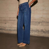 Women's New Europe and the United States High-Waisted Jeans Women's 2025 Spring Thin Wide-Leg Retro Temperament Straight Pants
