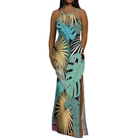 Halter Water Drop Floor-Length Dress For Polynesian Ladies Custom-Made Floral Pattern Evening Dress Stunning Summer Dress