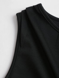Black one shoulder cinched waist wide leg jumpsuit,Black single shoulder belted wide leg bodysuit