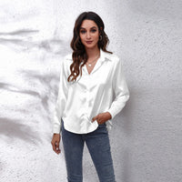 Satin Women Shirt Fashion Womens Tops Basic Elegant White Shirt Women Long Sleeve Blouses 2023 Spring New Female Clothing Shirts