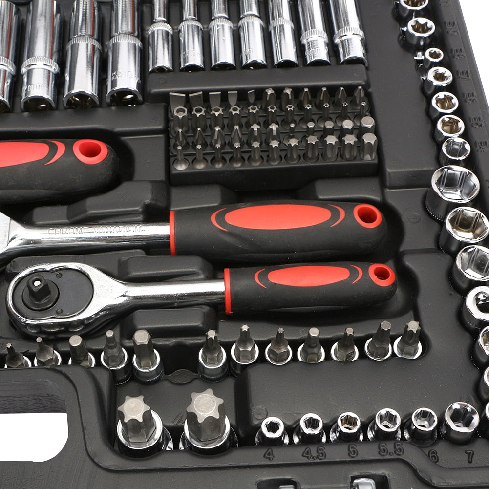 Professional 216PCS Socket Ratchet Spanner Screwdriver Socket Set Car Repair Tool Metalworking Toolbox Tool Kit