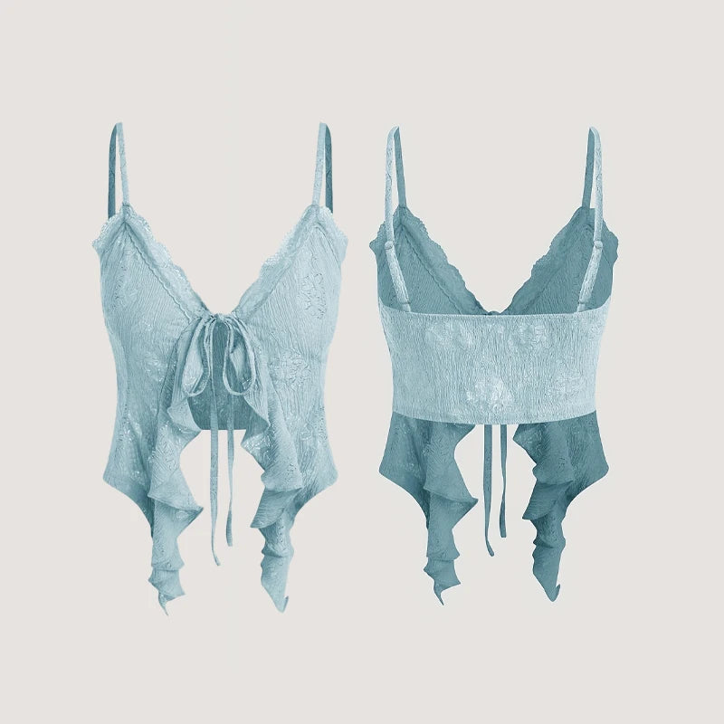 Summer Y2k Clothes Sexy Crop Tops Women's Corset Lace Bandage T-shirt Camisole Woman Sling Tank Top Fashion Sleeveless Waistcoat