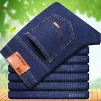 Men Fashion Straight Jeans Men 2025 New Stretch Slim Fit Pants Comfortable Soft Business Denim Trousers Male Brand Clothing